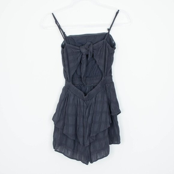American Eagle Womens Tiered Open Back Romper Size XS Gray Sleeveless Coquette - Picture 8 of 10